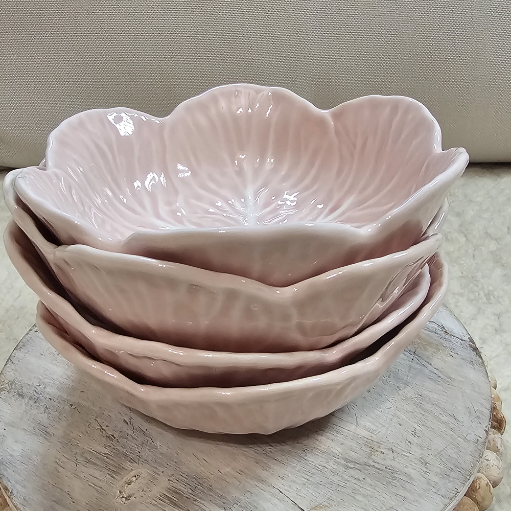 4 Pink Cabbage Cereal Bowls Ceramic 6" Easter 9oz Tranding Style Viral Sold Out